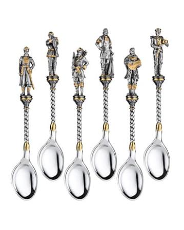 СЕРЕБРЯНЫЙ КОФЕЙНЫЙ НАБОР "ДОБРЫ МОЛОДЦЫ" (6 ШТУК) – АЛЬТМАСТЕР