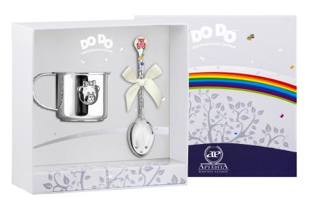 ДЕТСКАЯ КРУЖКА С ЛОЖКОЙ "МИШКА - МАЛЫШКА" (ДО-ДО) №2 – АРГЕНТА