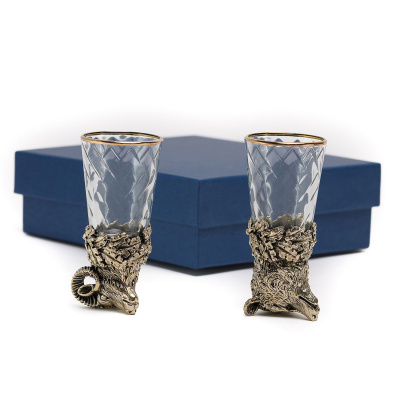 ЧАРКИ "ОХОТА" ЛАТУННЫЙ (СТОПКИ ПЕРЕВЁРТЫШИ) 2 ШТ