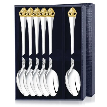 СТОЛОВЫЙ НАБОР ИЗ СЕРЕБРА "АФИНА" С ПОЗОЛОТОЙ (6 ЛОЖЕК) – АРГЕНТА