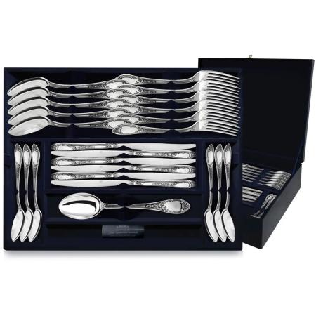 СЕРЕБРЯНЫЙ СТОЛОВЫЙ НАБОР "ПРЕСТИЖ" С ЧЕРНЕНИЕМ (48 ПРЕДМЕТОВ) – АРГЕНТА