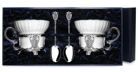 СЕРЕБРЯНАЯ ЧАЙНАЯ ПАРА "МЕЦЕНАТ" С ЧЕРНЕНИЕМ – АРГЕНТА