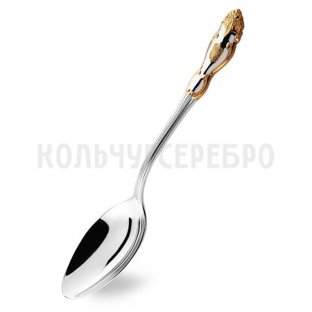 СТОЛОВАЯ ЛОЖКА ИЗ МЕЛЬХИОРА "ГЕРБ" С ПОЗОЛОТОЙ – КОЛЬЧУГИНСКИЙ МЕЛЬХИОР