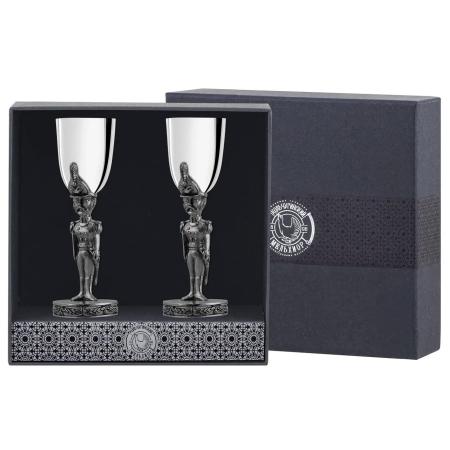 НАБОР РЮМОК "СОЛДАТИК" ПОСЕРЕБРЕННЫЙ С ЧЕРНЕНИЕМ (2 ШТУКИ) – КОЛЬЧУГИНСКИЙ МЕЛЬХИОР