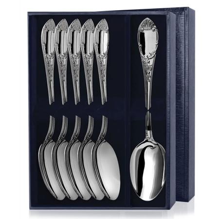 СЕРЕБРЯНЫЙ СТОЛОВЫЙ НАБОР "ПРЕСТИЖ" (6 ЛОЖЕК) – АРГЕНТА