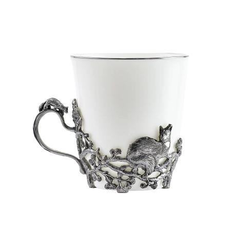 ЧАШКА ЧАЙНАЯ "КУНИЦА" С ЧЕРНЕНИЕМ – КОЛЬЧУГИНСКИЙ МЕЛЬХИОР