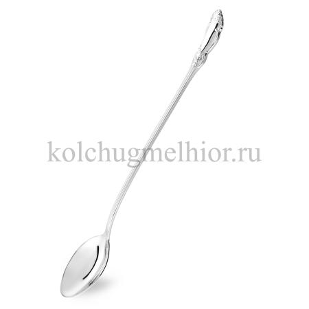 ЛОЖКА ДЛЯ РАЗМЕШИВАНИЯ КОФЕ ИЗ МЕЛЬХИОРА "РОЗА" ПОСЕРЕБРЕННАЯ – КОЛЬЧУГИНСКИЙ МЕЛЬХИОР