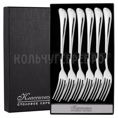 СЕРЕБРЯНЫЙ СТОЛОВЫЙ НАБОР "МОДЕРН" №16 (6 ВИЛОК) - МСТЕРСКИЙ ЮВЕЛИР
