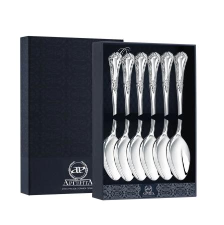 СТОЛОВЫЙ НАБОР ИЗ СЕРЕБРА "ФАВОРИТ" (6 ЧАЙНЫХ ЛОЖЕК) – АРГЕНТА
