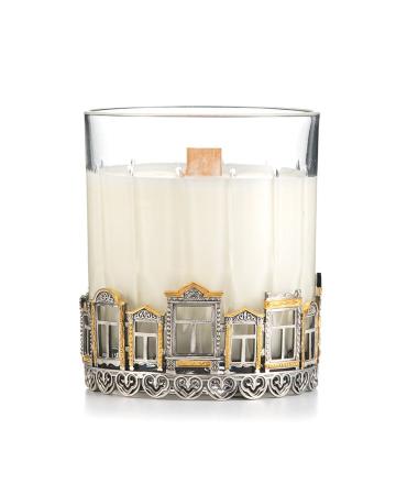 СЕРЕБРЯНАЯ АРОМА-СВЕЧА С ТРЕСКОМ КАМИНА "РОДНЫЕ ОКНА" – АЛЬТМАСТЕР