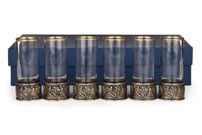 СТОПКА-ПАТРОН "ОХОТНИКИ НА ПРИВАЛЕ" ЛАТУННАЯ 6 ШТ