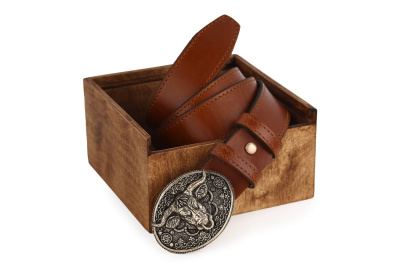 КОЖАНЫЙ РЕМЕНЬ "БЫК" РЫЖИЙ