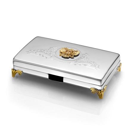 СЕРЕБРЯНАЯ ВИЗИТНИЦА "ГЕРБ РОССИИ" С ПОЗОЛОТОЙ – КРАСНАЯ ПРЕСНЯ