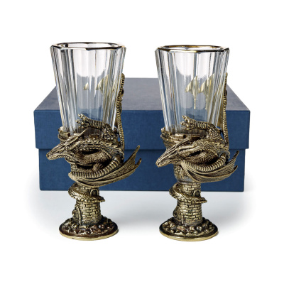 ЛАФИТНИК ДЛЯ ВОДКИ "ДРАКОН" ЛАТУННЫЙ 2 ШТ