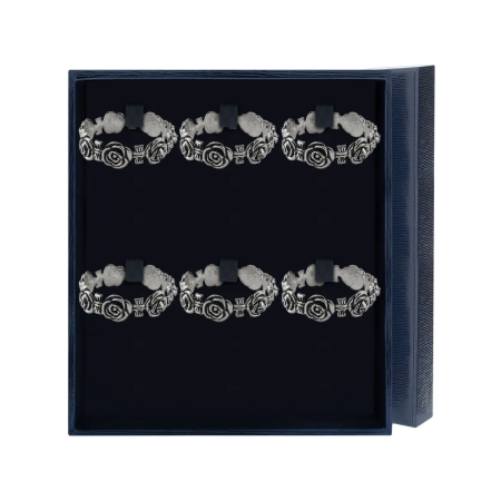 НАБОР СЕРЕБРЯНЫХ КОЛЕЦ ДЛЯ САЛФЕТОК "РОЗАЛИЯ" – АРГЕНТА