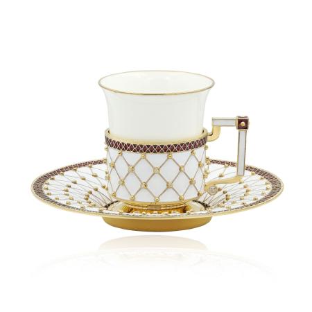 СЕРЕБРЯНЫЙ КОФЕЙНЫЙ НАБОР С БРИЛЛИАНТАМИ 47032 – РУССКИЕ САМОЦВЕТЫ