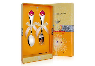 ДЕТСКИЕ СТОЛОВЫЕ ПРИБОРЫ "ПРИНЦЕССА" КД (2 ПРЕДМЕТА) – АРГЕНТА