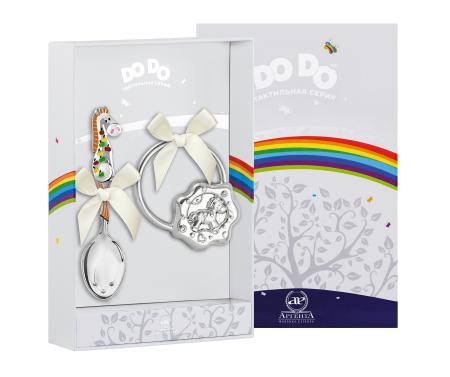 ДЕТСКИЙ НАБОР: ЛОЖКА И ПОГРЕМУШКА ДО-ДО "ЛОШАДКА В ЯБЛОКАХ" №1 – АРГЕНТА