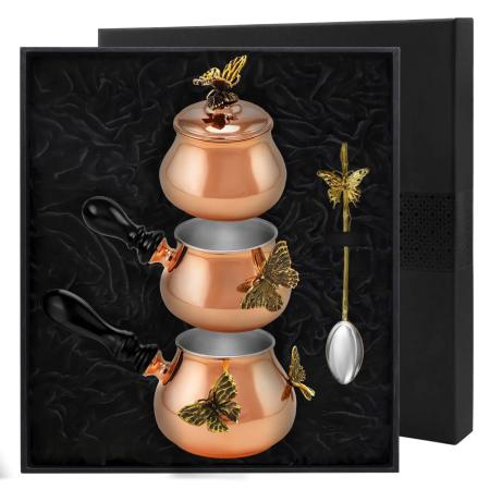 НАБОР ДЛЯ КОФЕ "БАБОЧКИ" (4 ПРЕДМЕТА) – КОЛЬЧУГИНСКИЙ МЕЛЬХИОР