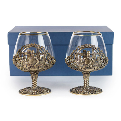 БОКАЛ ДЛЯ КОНЬЯКА "СТРОИТЕЛЬ" ЛАТУННЫЙ (2 ШТ)