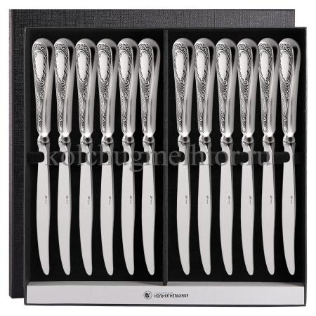 СТОЛОВЫЙ НАБОР ИЗ МЕЛЬХИОРА "ГЛОРИЯ" С ЧЕРНЕНИЕМ (12 НОЖЕЙ) – МСТЕРСКИЙ ЮВЕЛИР