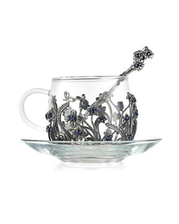 СЕРЕБРЯНАЯ ЧАЙНАЯ ПАРА "НЕЗАБУДКИ" - АЛЬТМАСТЕР