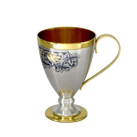 СЕРЕБРЯНАЯ КОФЕЙНАЯ ЧАШКА "ХМЕЛЬ" С ПОЗОЛОТОЙ И ЧЕРНЕНИЕМ – СЕВЕРНАЯ ЧЕРНЬ