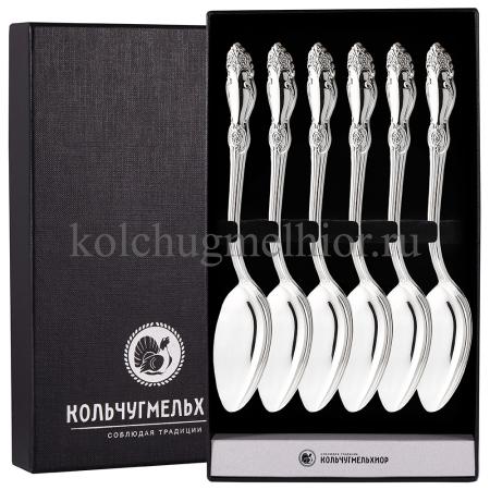 ДЕСЕРТНЫЙ НАБОР ИЗ МЕЛЬХИОРА "РОЗА" (6 ДЕСЕРТНЫХ ЛОЖЕК) – КОЛЬЧУГИНСКИЙ МЕЛЬХИОР