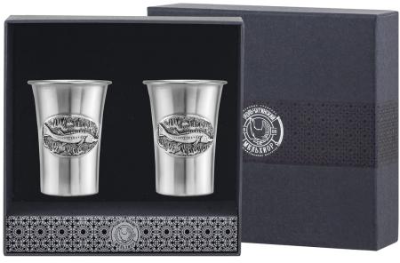 НАБОР СТОПОК "ОСЁТР" ПОСЕРЕБРЕННЫЙ С ЧЕРНЕНИЕМ (2 ШТУКИ) – КОЛЬЧУГИНСКИЙ МЕЛЬХИОР