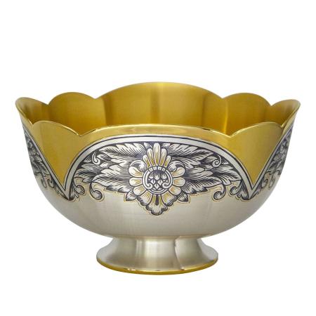 СЕРЕБРЯНАЯ ВАЗА-САЛАТНИЦА С ПОЗОЛОТОЙ  АРТ. 40130085А06 – СЕВЕРНАЯ ЧЕРНЬ