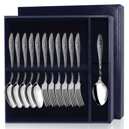 СЕРЕБРЯНЫЙ ДЕСЕРТНЫЙ НАБОР "МОРОЗКО" (6 ЛОЖЕК, 6 ВИЛОК) – АРГЕНТА