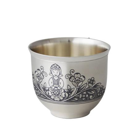 СЕРЕБРЯНАЯ ЧАЙНАЯ ЧАШКА С ЧЕРНЕНИЕМ "КРАСНАЯ ШАПОЧКА" – СЕВЕРНАЯ ЧЕРНЬ