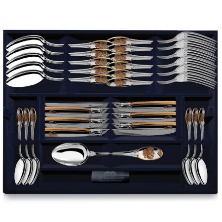 СЕРЕБРЯНЫЙ СТОЛОВЫЙ НАБОР "ЕДИНСТВО" С ПОЗОЛОТОЙ (24 ПРЕДМЕТА) – АРГЕНТА