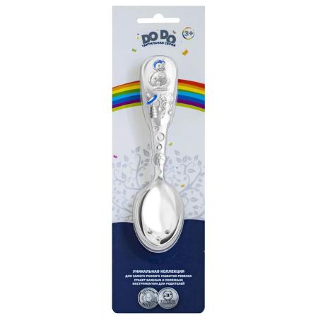 ДЕТСКАЯ ЛОЖКА "БОЖЬЯ КОРОВКА" С ГОЛУБОЙ ЭМАЛЬЮ – КОЛЬЧУГИНСКИЙ МЕЛЬХИОР