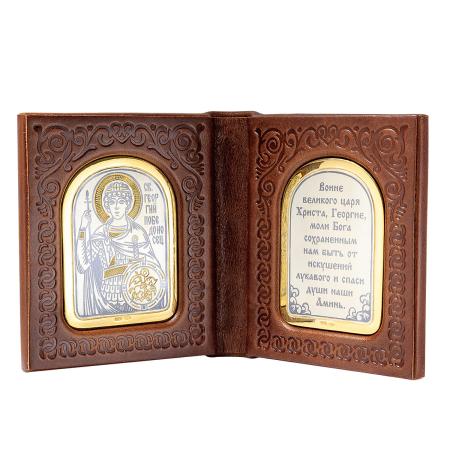 СЕРЕБРЯНАЯ ИКОНА-СКЛАДЕНЬ "ГЕОРГИЙ ПОБЕДОНОСЕЦ" АРТ. 50240059Г06 – СЕВЕРНАЯ ЧЕРНЬ