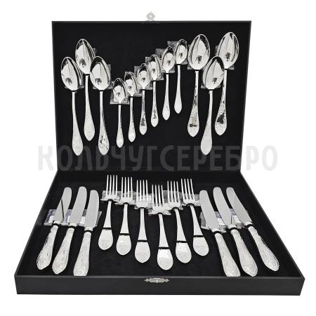 СЕРЕБРЯНЫЙ СТОЛОВЫЙ НАБОР "ИМПЕРАТОРСКИЙ" М-12 (24 ПРЕДМЕТА) – ПАВЛОВСКИЙ ЗАВОД