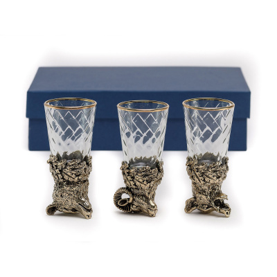 ЧАРКИ "ОХОТА" ЛАТУННЫЙ (СТОПКИ ПЕРЕВЁРТЫШИ) 3 ШТ