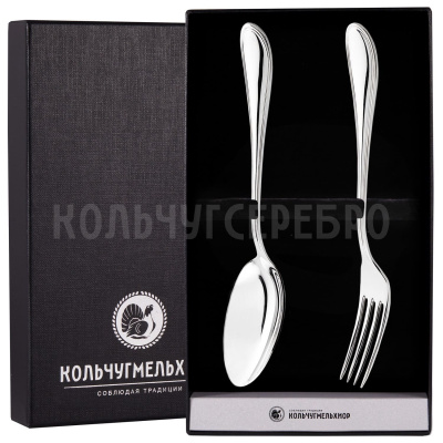 СТОЛОВЫЙ НАБОР ИЗ МЕЛЬХИОРА "КАПЕЛЬКА" (2 ПРЕДМЕТА) – КОЛЬЧУГИНСКИЙ МЕЛЬХИОР