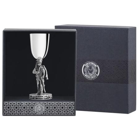 РЮМКА "ГУСАР С ТРУБКОЙ" ПОСЕРЕБРЕННАЯ С ЧЕРНЕНИЕМ (1 ШТУКА) – КОЛЬЧУГИНСКИЙ МЕЛЬХИОР