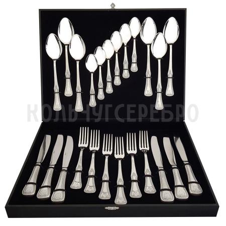 СТОЛОВЫЙ НАБОР ИЗ МЕЛЬХИОРА "№11" С ЧЕРНЕНИЕМ (24 ПРЕДМЕТА) – МСТЕРСКИЙ ЮВЕЛИР