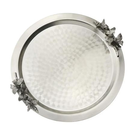 ПОДНОС "БАБОЧКИ" ДЕКОРАТИВНЫЙ КРУГЛЫЙ – КОЛЬЧУГИНСКИЙ МЕЛЬХИОР