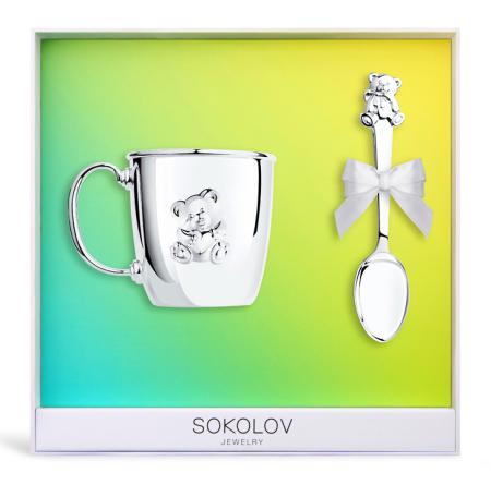 ДЕТСКАЯ КРУЖКА С ЛОЖКОЙ "МИШУТКА" – SOKOLOV