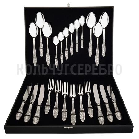 СТОЛОВЫЙ НАБОР ИЗ МЕЛЬХИОРА "МОРОЗКО" (24 ПРЕДМЕТА) – КОЛЬЧУГИНСКИЙ МЕЛЬХИОР