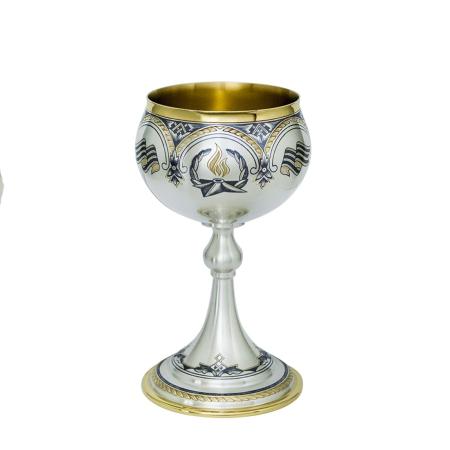 СЕРЕБРЯНЫЙ БОКАЛ "ПОБЕДА" С ПОЗОЛОТОЙ (165 МЛ.) – СЕВЕРНАЯ ЧЕРНЬ