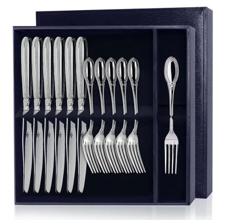 СЕРЕБРЯНЫЙ ДЕСЕРТНЫЙ НАБОР "ИМПЕРАТОР" (6 ВИЛОК, 6 НОЖЕЙ) – АРГЕНТА