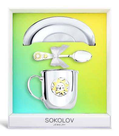 ДЕТСКИЙ НАБОР "СОЛНЫШКО" С ПОЗОЛОТОЙ (КРУЖКА, ЛОЖКА, БЛЮДЦЕ)