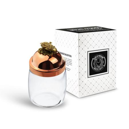 БАНКА ДЛЯ СЫПУЧИХ ПРОДУКТОВ "КУКУРУЗА" МЕДНАЯ (920 МЛ.) – КОЛЬЧУГИНСКИЙ МЕЛЬХИОР