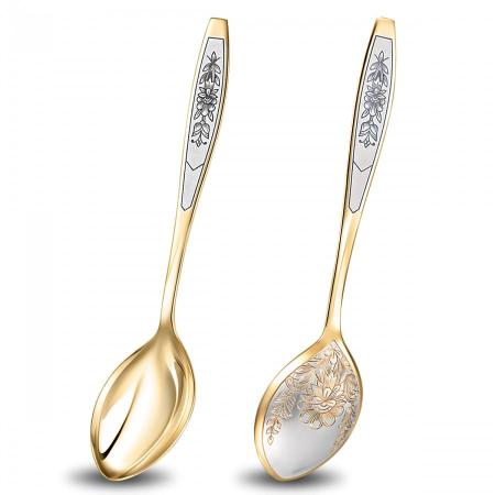 СЕРЕБРЯНАЯ ДЕСЕРТНАЯ ЛОЖКА "АСТРА" С ПОЗОЛОТОЙ - СЕВЕРНАЯ ЧЕРНЬ