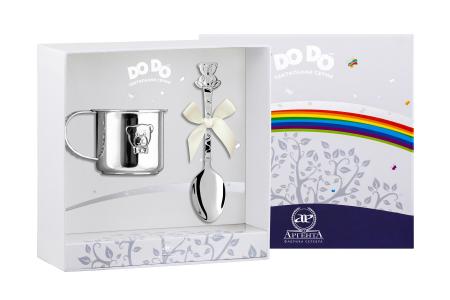 ДЕТСКАЯ КРУЖКА С ЛОЖКОЙ "МИШКА - МАЛЫШ" (ДО-ДО) – АРГЕНТА