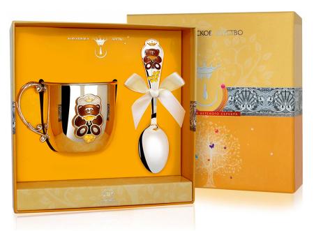 ДЕТСКАЯ КРУЖКА С ЛОЖКОЙ "МИШКА" КД – АРГЕНТА